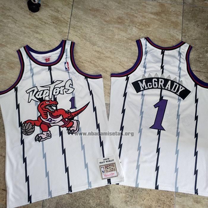 Camiseta Toronto Raptors Tracy McGrady NO 1 Mitchell & Ness 1998-99 Blanco